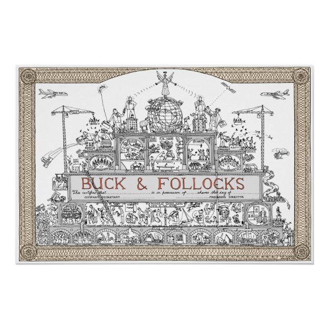Póster Certificado de ações de desenho animado de Tim Hun (Frente)