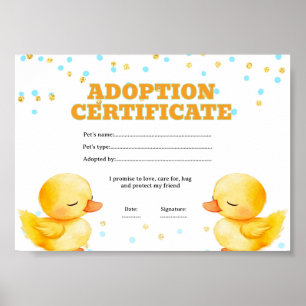 Poster Certificado de adoção de animal de estimação de pa