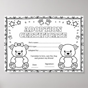 Poster Certificado de adoção de animal de estimação do ur