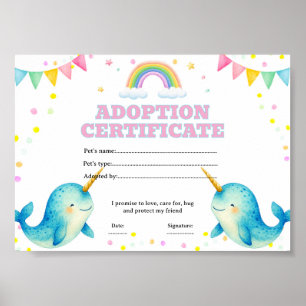 Poster certificado de adoção de animal de estimação editá