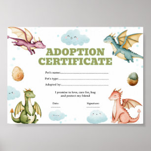 Poster certificado de adoção de animal de estimação editá