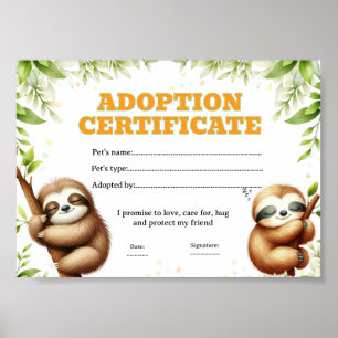 Poster certificado de adoção de animal de estimação editá
