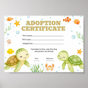 Poster certificado de adoção de animal de estimação editá