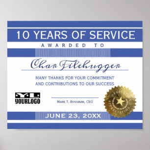 Poster Certificado de aniversário de funcionário de cor