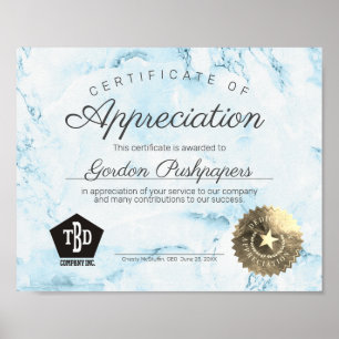 Poster Certificado de apreciação de voluntários