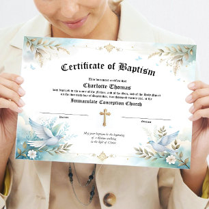 Poster Certificado de Batismo Relíquia Religiosa
