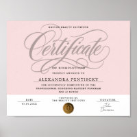 Certificado de Beleza Profissional Rosa Blush Chic