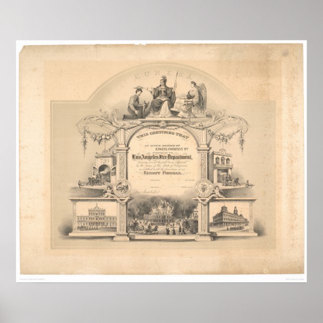 Póster Certificado de Bombeiros de Los Angeles (0891A) (Frente)