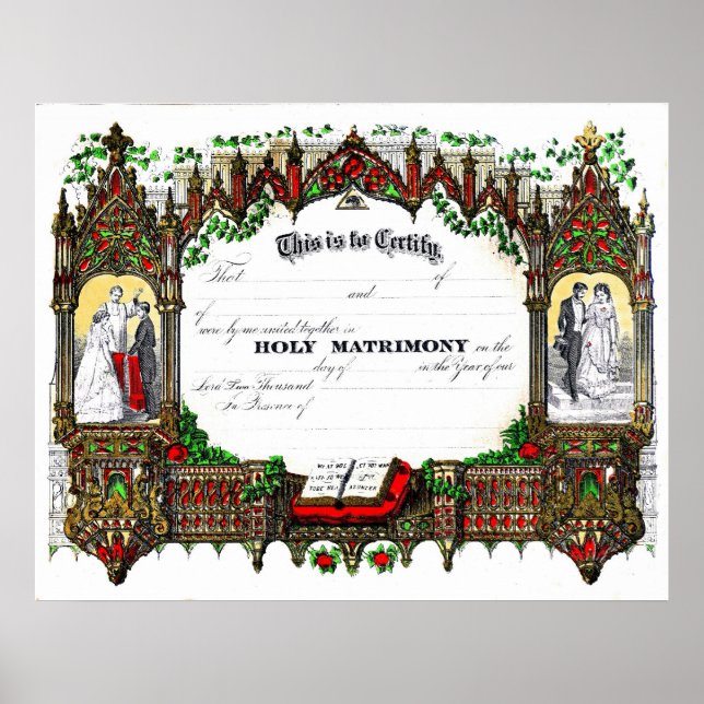 Póster certificado de casamento de 1877 (Frente)