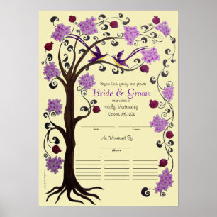 Póster Certificado de Casamento de Árvore de Vida Quaker