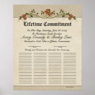 Poster Certificado de Casamento de Guestbook de Compromis