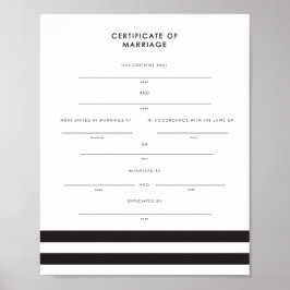 Poster Certificado de Casamento de Keepsasasak de Stripes