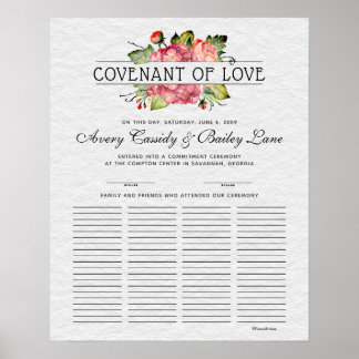 Poster Certificado de Casamento de Livro Convidado do Amo