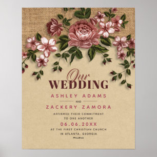 Poster Certificado de Casamento de Locação Floral de Vi