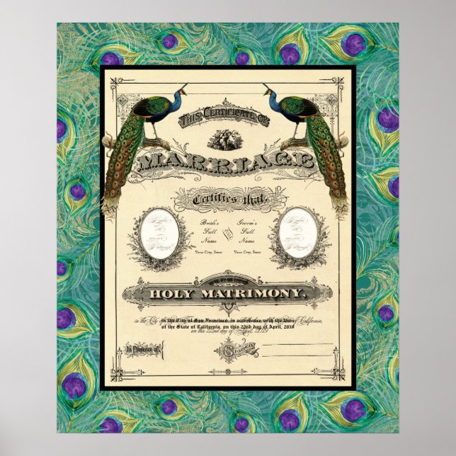 Poster Certificado de Casamento de Noiva Vintage com Desi (Frente)