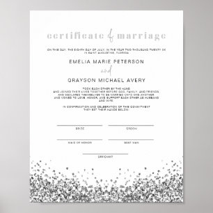 Poster Certificado de Casamento de Sequências de Prata de