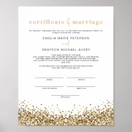 Poster Certificado de Casamento Dourado Amarelo REGINA