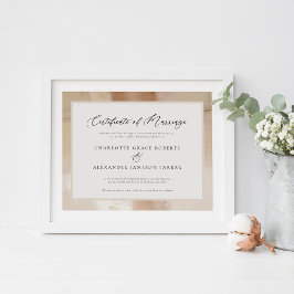 Poster Certificado de Casamento Dourado Faux Elegante