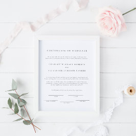 Poster Certificado de Casamento Elegante Moderno Simples