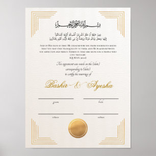 Poster Certificado de Casamento Nikkah Personalizado Mode