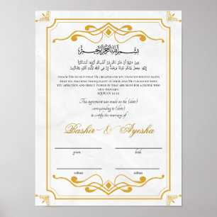 Poster Certificado de Casamento Nikkah Personalizado Mode