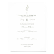 Certificado de Casamento Simples Sage Floral Wildf