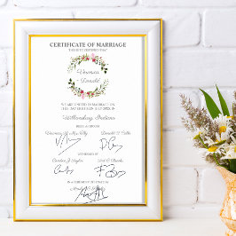 Poster Certificado de Casamento Vermelhos e Vermelhos Cor