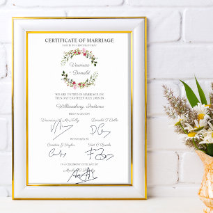 Poster Certificado de Casamento Vermelhos e Vermelhos Cor