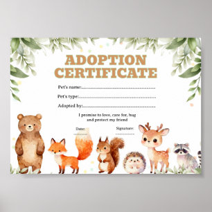 Poster certificado de coloração de adoção de animal da fl