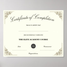 Poster Certificado de Conclusão com Logotipo Personalizad