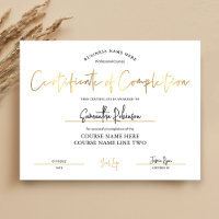 Certificado de conclusão Faux Dourado para downloa