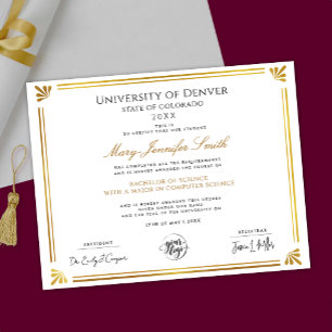 Poster Certificado de Diploma de Grau em Ouro e Branco El