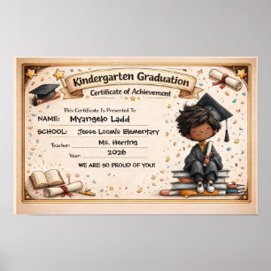 Poster Certificado de Graduação de Jardim de Infância Div