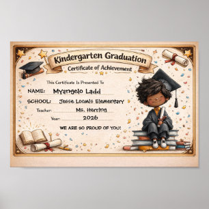 Poster Certificado de Graduação de Jardim de Infância Div