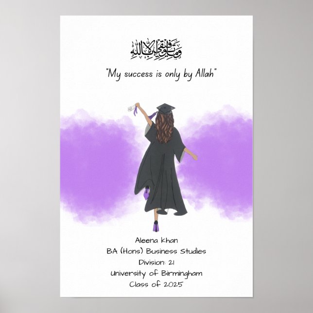 Poster Certificado de Graduação em Púrpura (Frente)