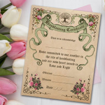 CERTIFICADO DE HANDFASTING WICCA - Cartaz de Perga