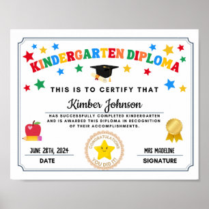 Poster Certificado de Licenciatura do jardim de infância