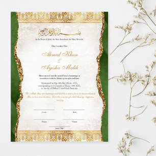 Poster Certificado de Nikkah Elegante Casamento Islâmico 