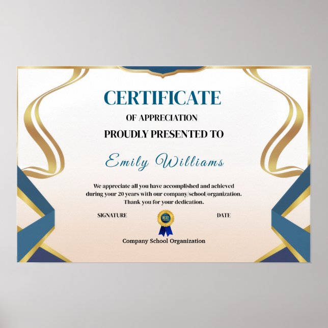 Poster Certificado de Ouro de Realização de Apreciação Pe (Frente)