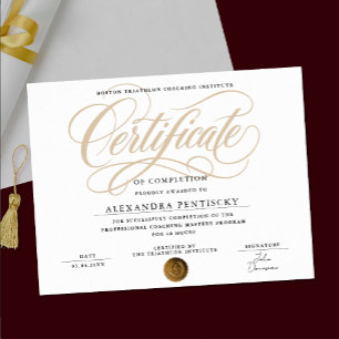 Poster Certificado de Premiação Branco e Dourado Elegante