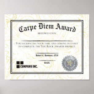 Poster Certificado de prêmio antecipado do noivado do fun