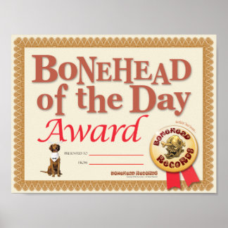 Poster Certificado de Prêmio Bonehead