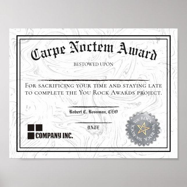 Poster Certificado de prêmio com atraso de noivado (Frente)