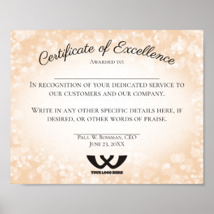 Poster Certificado de prêmio de funcionarios de excelênci