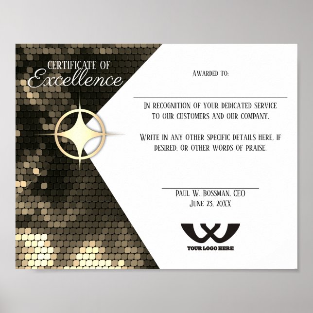Poster Certificado de prêmio de funcionarios de excelênci (Frente)