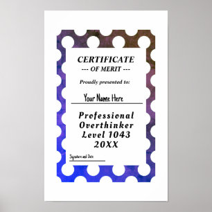 Poster Certificado de prêmio pôster para superpensadores