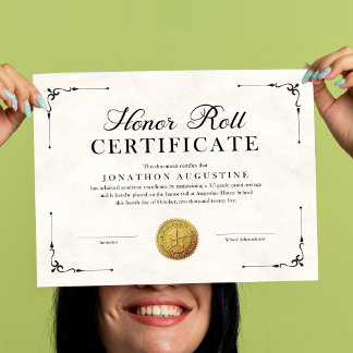 Poster Certificado de Quadro de Honra
