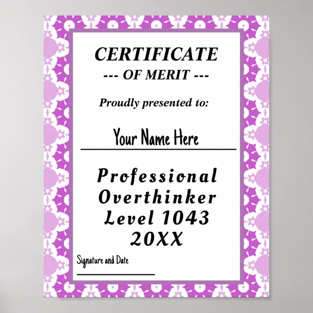 Poster certificado de superpensador profissional (Frente)