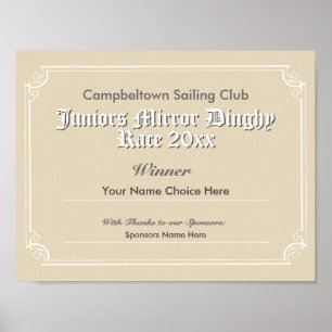 Poster Certificado de Vencedor do Concurso do Clube de Na