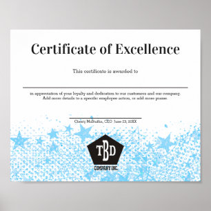 Póster Certificado do prêmio do empregado de funcionario